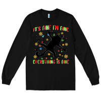 Black it's fine i'm fine everything is fine Long Sleeve Tee - MaliasSmallBusiness