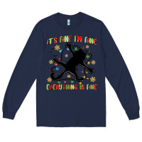 Navy it's fine i'm fine everything is fine Long Sleeve Tee - MaliasSmallBusiness