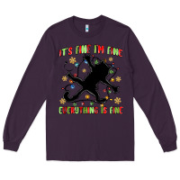 Plum it's fine i'm fine everything is fine Long Sleeve Tee - MaliasSmallBusiness