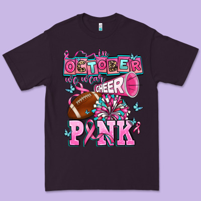 In October We Wear Cheer Pink Football Premium Tee Designed By Adodesignshop