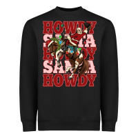 Black howdy santa cowboy christmas Heavyweight Sweatshirt - MaliasSmallBusiness