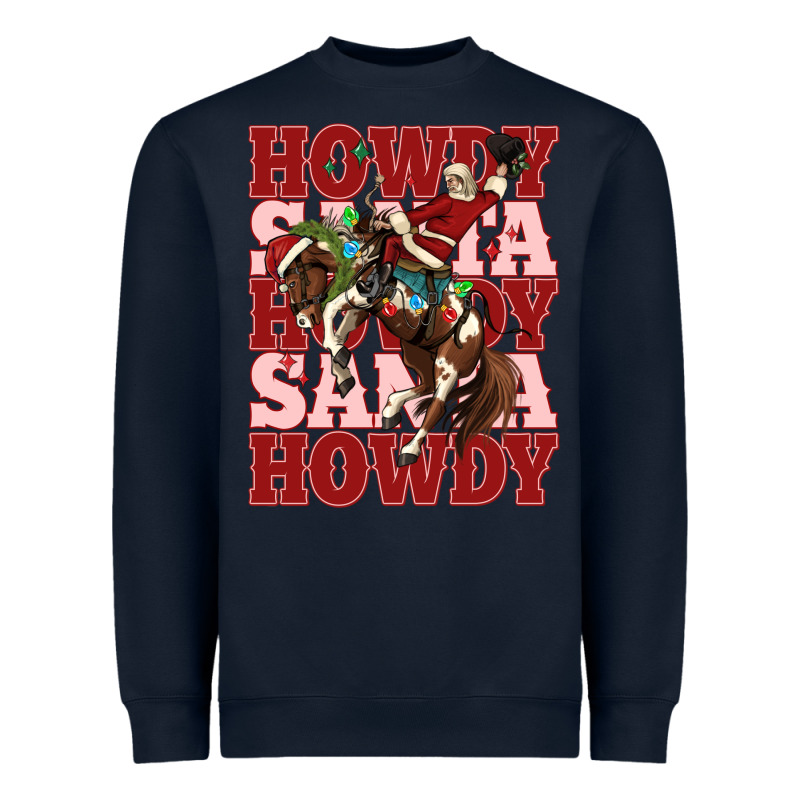 Howdy Santa Cowboy Christmas Heavyweight Sweatshirt by MaliasSmallBusiness | Teevron