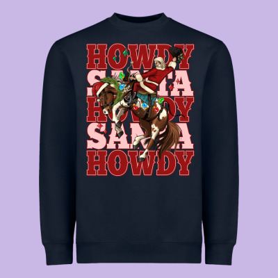 Howdy Santa Cowboy Christmas Heavyweight Sweatshirt Designed By Maliassmallbusiness