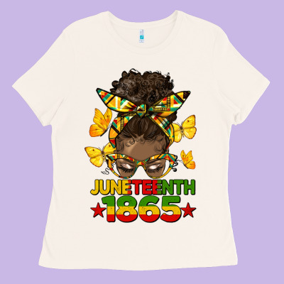 Juneteenth 1865 Afro Bun Ladies Tee Designed By Hra Design Shop