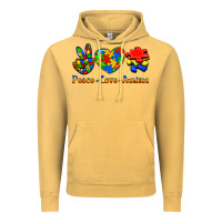 Vintage Mustard Peace Love Autism Vintage Hoodie - Jasminsmagicworld