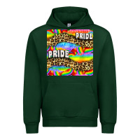 Forest Green Pride lgbtq leopard with love and rainbow seamless Urban Hoodie - BundleAndBundleShop