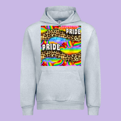 Pride Lgbtq Leopard With Love And Rainbow Seamless Urban Hoodie Designed By Bundleandbundleshop