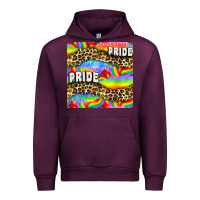 Mauve Wine Pride lgbtq leopard with love and rainbow seamless Urban Hoodie - BundleAndBundleShop