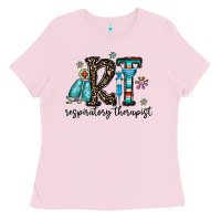 Bubblegum Pink rt respiraory therapist Ladies Tee - CowhideDigitalArt