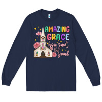 Navy amazing grace how sweet the sound Long Sleeve Tee - MaliasSmallBusiness