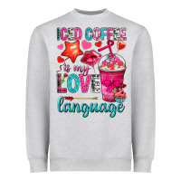 Heather Grey iced coffee is my love language Heavyweight Sweatshirt - NancyCooperArtShop