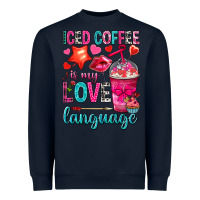 Navy iced coffee is my love language Heavyweight Sweatshirt - NancyCooperArtShop