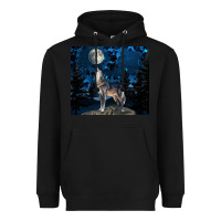 Black wolf howling at the moon Heavyweight Hoodie - TumblerDesignByShophia
