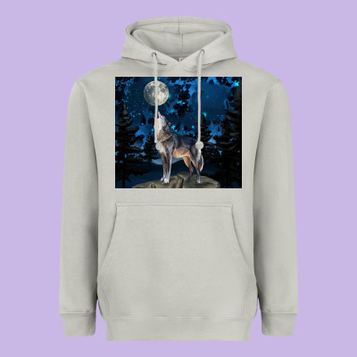 Wolf Howling At The Moon Heavyweight Hoodie Designed By Tumblerdesignbyshophia