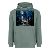 Sage wolf howling at the moon Heavyweight Hoodie - TumblerDesignByShophia