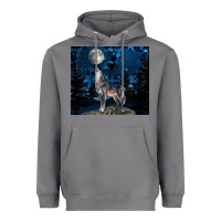 Storm wolf howling at the moon Heavyweight Hoodie - TumblerDesignByShophia