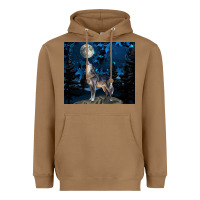 Toasted Coconut wolf howling at the moon Heavyweight Hoodie - TumblerDesignByShophia
