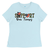 Baby Blue support our troops Ladies Tee - CowhideDigitalArt