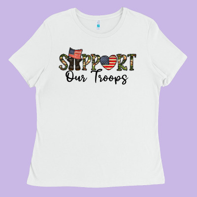 Support Our Troops Ladies Tee Designed By Cowhidedigitalart