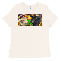 Bone Charolais Bull And Black Angus Bull With Farm Ladies Tee - RanaPortraitStore