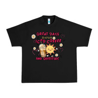 Black great days start with iced coffee and gratitude Urban Heavy Tee - MaliasSmallBusiness