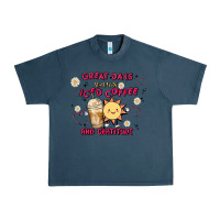 Midnight Navy great days start with iced coffee and gratitude Urban Heavy Tee - MaliasSmallBusiness