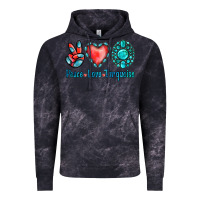 Cloud Black Peace Love Turquoise Vintage Hoodie - Jasminsmagicworld