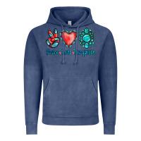 Vintage Denim Peace Love Turquoise Vintage Hoodie - Jasminsmagicworld