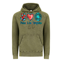 Vintage Olive Peace Love Turquoise Vintage Hoodie - Jasminsmagicworld