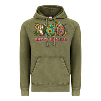 Vintage Olive Happy Easter With Western Eggs And Sunflowers Vintage Hoodie - RanaPortraitStore