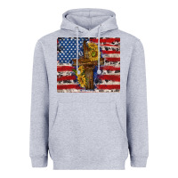 Heather Grey jesus christ with american flag Heavyweight Hoodie - TumblerDesignByShophia