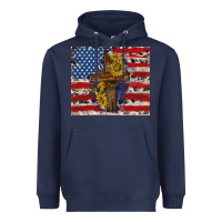 Navy jesus christ with american flag Heavyweight Hoodie - TumblerDesignByShophia