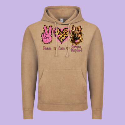 Peace Love German Shepherd Vintage Hoodie Designed By Jasminsmagicworld