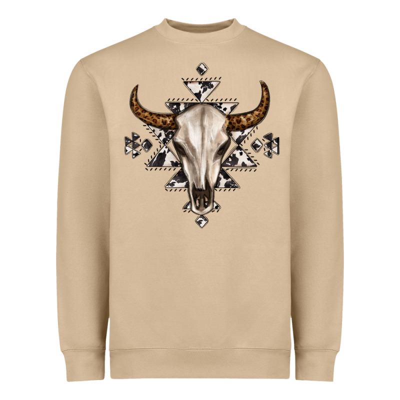 Bull Skull With Aztec Heavyweight Sweatshirt by MaliasSmallBusiness | Teevron