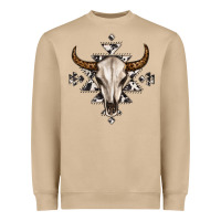 Mushroom bull skull with aztec Heavyweight Sweatshirt - MaliasSmallBusiness