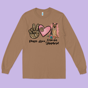 Peace Love German Shepherd Long Sleeve Tee Designed By Jahusdesignshop