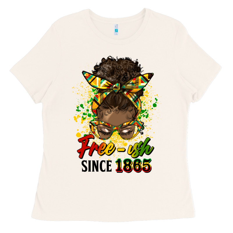 Free Ish Since 1865 Afro Messy Bun Ladies Tee by HRA Design Shop | Teevron