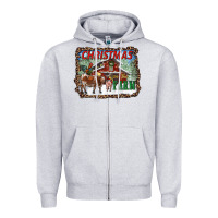 Heather Grey Christmas on the farm Zipper Hoodie - RanaPortraitStore