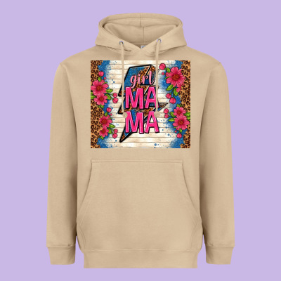 Girl Mama Thunder With Flowers Heavyweight Hoodie Designed By Tumblerdesignbyshophia
