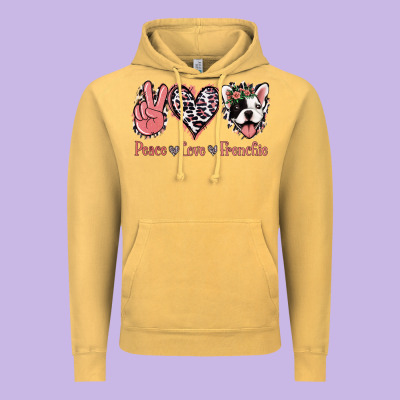 Peace Love French Bulldog Vintage Hoodie Designed By Jasminsmagicworld