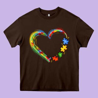 Autism Heart Heavy Core Tee Designed By Jahusdesignshop