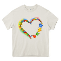 Cream autism heart Heavy Core Tee - JahusDesignShop