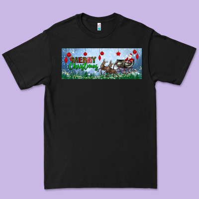 Merry Christmas With Santa Sleigh Premium Tee Designed By Bundleandbundleshop