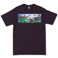 Plum merry christmas with santa sleigh Premium Tee - BundleAndBundleShop