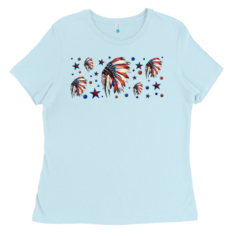 Patriotic Native American Headdress 16oz Libbey Cup Ladies Tee by HRA Design Shop | Teevron