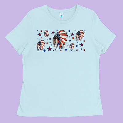 Patriotic Native American Headdress 16oz Libbey Cup Ladies Tee Designed By Hra Design Shop