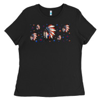 Black patriotic native American headdress 16oz libbey cup Ladies Tee - HRA Design Shop