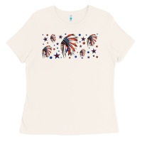 Bone patriotic native American headdress 16oz libbey cup Ladies Tee - HRA Design Shop