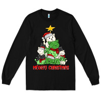 Black meowy christmas cat tree Long Sleeve Tee - MaliasSmallBusiness
