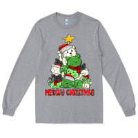 Heather Grey meowy christmas cat tree Long Sleeve Tee - MaliasSmallBusiness